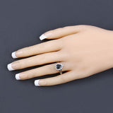 1.46 Carat Genuine Blue Sapphire and White Diamond 10K White Gold Ring