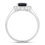 1.46 Carat Genuine Blue Sapphire and White Diamond 10K White Gold Ring