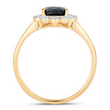 1.46 Carat Genuine Blue Sapphire and White Diamond 10K Yellow Gold Ring