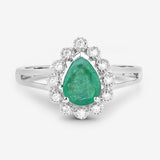 1.22 Carat Genuine Zambian Emerald and White Diamond 10K White Gold Ring