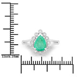 1.22 Carat Genuine Zambian Emerald and White Diamond 10K White Gold Ring