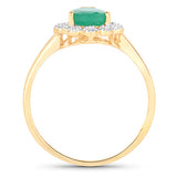 1.22 Carat Genuine Zambian Emerald and White Diamond 14K Yellow Gold Ring