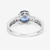 1.90 Carat Genuine Blue Sapphire and White Diamond 14K White Gold Ring
