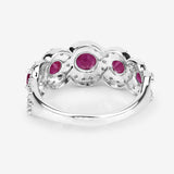 1.99 Carat Genuine Ruby and White Diamond 14K White Gold Ring