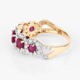 1.99 Carat Genuine Ruby and White Diamond 14K Yellow Gold Ring