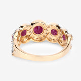 1.99 Carat Genuine Ruby and White Diamond 14K Yellow Gold Ring