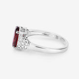 2.87 Carat Genuine Rhodolite and White Diamond 14K White Gold Ring