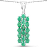 7.80 Carat Genuine Zambian Emerald .925 Sterling Silver 3 Piece Jewelry Set (Ring, Earrings, and Pendant w/ Chain)