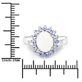 2.26 Carat Genuine Opal and Tanzanite .925 Sterling Silver Ring