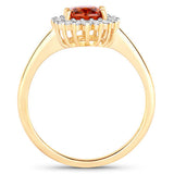 1.87 Carat Genuine Spessartite Garnet and White Diamond 14K Yellow Gold Ring