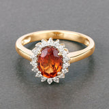 1.87 Carat Genuine Spessartite Garnet and White Diamond 14K Yellow Gold Ring
