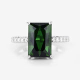 6.16 Carat Genuine Green Tourmaline and White Diamond 14K White Gold Ring