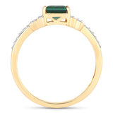 0.72 Carat Genuine Green Tourmaline and White Diamond 14K Yellow Gold Ring