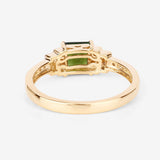 0.72 Carat Genuine Green Tourmaline and White Diamond 14K Yellow Gold Ring