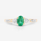 0.49 Carat Genuine Zambian Emerald and White Diamond 10K Yellow Gold Ring