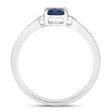 1.05 Carat Genuine Blue Sapphire and White Diamond 10K White Gold Ring