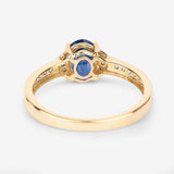 1.05 Carat Genuine Blue Sapphire and White Diamond 10K Yellow Gold Ring
