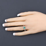 0.82 Carat Genuine Zambian Emerald and White Diamond 10K White Gold Ring