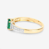 0.82 Carat Genuine Zambian Emerald and White Diamond 10K Yellow Gold Ring