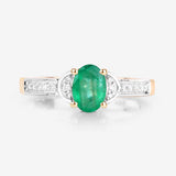 0.82 Carat Genuine Zambian Emerald and White Diamond 14K Yellow Gold Ring