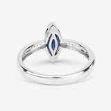 1.44 Carat Genuine Blue Sapphire and White Diamond 14K White Gold Ring