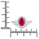 1.73 Carat Genuine Ruby and White Diamond 14K White Gold Ring
