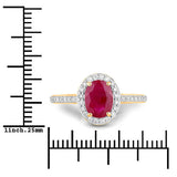1.73 Carat Genuine Ruby and White Diamond 14K Yellow Gold Ring