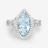 2.24 Carat Genuine Aquamarine and White Diamond 14K White Gold Ring