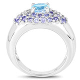 2.78 Carat Genuine Blue Topaz and Tanzanite .925 Sterling Silver Ring