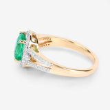 1.65 Carat Genuine Ethiopian Emerald and White Diamond 14K Yellow Gold Ring