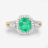 1.65 Carat Genuine Ethiopian Emerald and White Diamond 14K Yellow Gold Ring