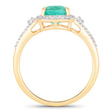 1.65 Carat Genuine Ethiopian Emerald and White Diamond 14K Yellow Gold Ring