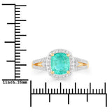 1.65 Carat Genuine Ethiopian Emerald and White Diamond 14K Yellow Gold Ring