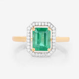 1.62 Carat Genuine Ethiopian Emerald and White Diamond 14K Yellow Gold Ring