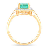 1.62 Carat Genuine Ethiopian Emerald and White Diamond 14K Yellow Gold Ring