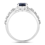 1.13 Carat Genuine Blue Sapphire and White Diamond 10K White Gold Ring