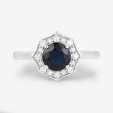 1.34 Carat Genuine Blue Sapphire and White Diamond 10K White Gold Ring