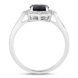 1.34 Carat Genuine Blue Sapphire and White Diamond 10K White Gold Ring