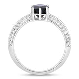 2.39 Carat Genuine Blue Sapphire and White Diamond 10K White Gold Ring