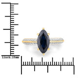 2.39 Carat Genuine Blue Sapphire and White Diamond 10K Yellow Gold Ring