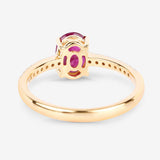 1.43 Carat Genuine Ruby and White Diamond 14K Yellow Gold Ring