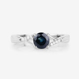 0.88 Carat Genuine Blue Sapphire and White Diamond 14K White Gold Ring