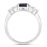 1.38 Carat Genuine Blue Sapphire and White Diamond 14K White Gold Ring