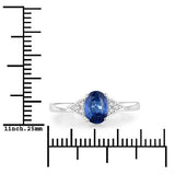 1.01 Carat Genuine Blue Sapphire and White Diamond 14K White Gold Ring