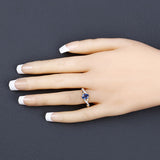 1.04 Carat Genuine Blue Sapphire and White Diamond 14K Yellow Gold Ring