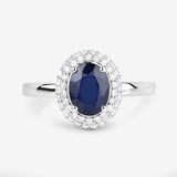 1.84 Carat Genuine Blue Sapphire and White Diamond 14K White Gold Ring