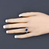 1.62 Carat Genuine Blue Sapphire and White Diamond 14K White Gold Ring