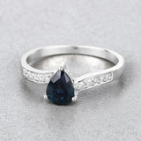 0.89 Carat Genuine Blue Sapphire and White Diamond 14K White Gold Ring