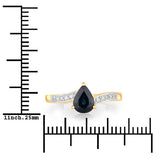 0.89 Carat Genuine Blue Sapphire and White Diamond 14K Yellow Gold Ring