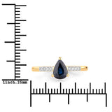 0.86 Carat Genuine Blue Sapphire and White Diamond 14K Yellow Gold Ring